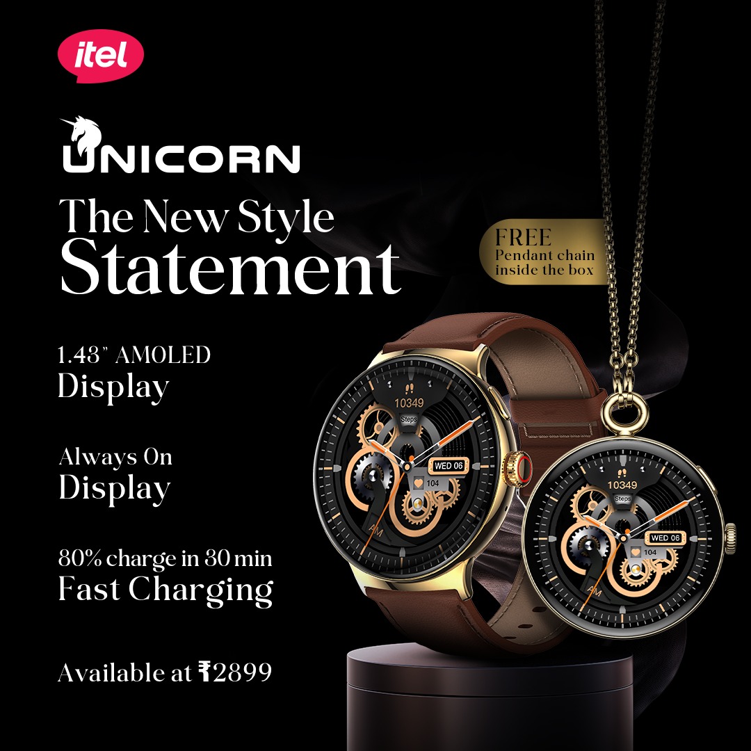 itel Launches Unicorn Pendant Smartwatch with AMOLED Display and Fast Charging